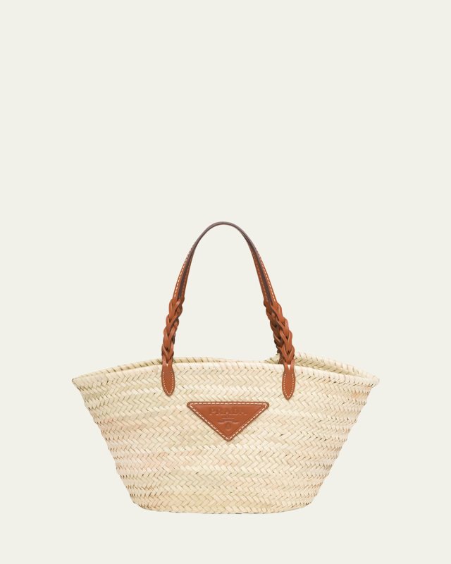 Woven Straw Basket Tote Bag